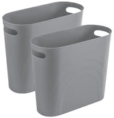 Small Trash Can, Slim Garbage Can Plastic Waste Basket with Handles 3.5 Gallon Container Bin for Narrow Spaces Bathroom, Bedroom, Kitchen, Office at Home, 2 Pack